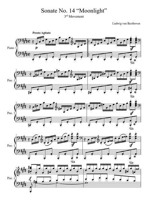 beethoven moonlight sonata 3rd movement sheet